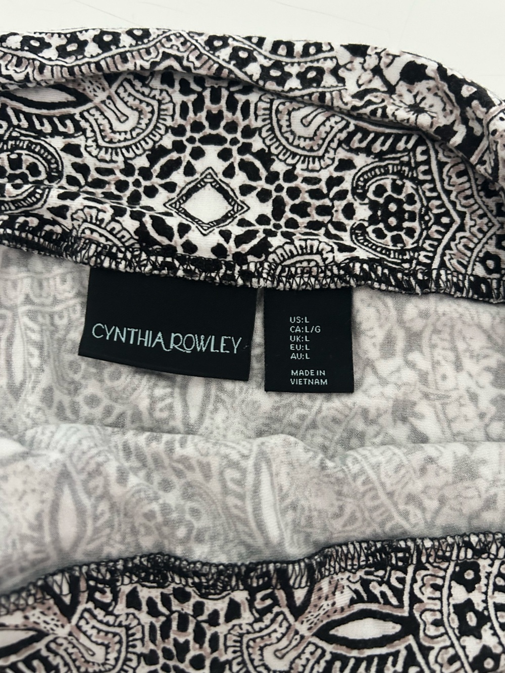 Cynthia Rowley Black & White Boho Foldover Stretchy Maxi Skirt Size Large - Picture 2 of 8